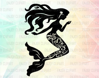Mermaid Svg File, Mermaid Svg Cricut, Mermaid Silhouette Svg, Mermaid Decal, Mermaid Clipart, Svg Files For Silhouette, Cutting Dies, Png