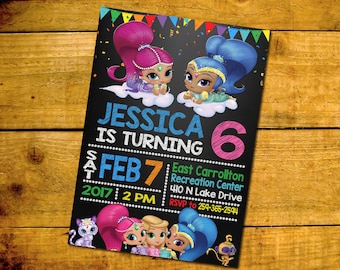 Shimmer And Shine Invitation, Shimmer And Shine Birthday, Shimmer And Shine Birthday Party Invitation