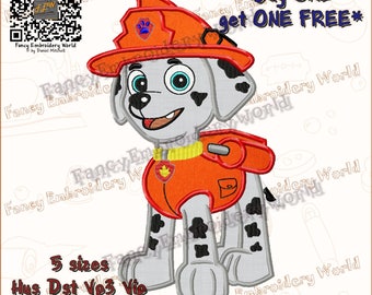 PAW Patrol Marshall applique embroidery design, machine embroidery,embroidery designs. Instant download, 5 sizes, 8 formats #2030-3
