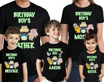 Pokemon Birthday Shirt Customized Name and Age Personalized Pokemon Birthday shirt