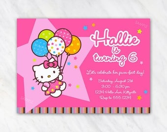 Hello Kitty Invitation for Birthday Party - Printable Digital File