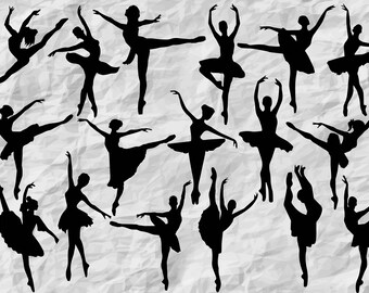 17 Ballerina Silhouettes | Ballerina SVG cut files | Ballet Cliparts | Ballet printable | wall print | vinyl design | prints | vectors