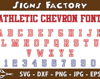 Athletic Chevron Sports Alphabet SVG, Athletic Letters, Sports Style Letters SVG, Svg, Eps, Dxf, Studio3 use with Cricut & Silhouette