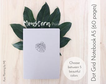 Dot Grid Notebook, Travelers Notebook Insert, Bullet Journal, Bullet Journal Notebook, A5 Notebook, Midori Insert, Monstera, Monstera Print