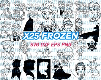 frozen svg, elsa svg, clipart, stencil, vinyl, iron on, decal, silhouette, line art, disney princess