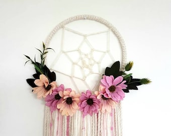 Pink floral dream catcher,Floral dream catcher, wedding dream catcher, floral, girly dream, girl dream catcher, floral nursery, baby shower