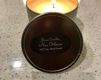 8oz Natural Soy Candle, 8oz tin, Scented Candle, New Orleans