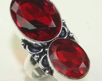Silver and Garnet ring size 54