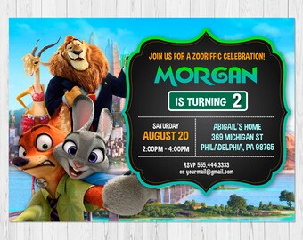 Zootopia Invitation Printable, Zootopia Birthday Invitation, Party Invite, Zootopia Party Invitation, FREE Zootopia Thank You Card, vAu
