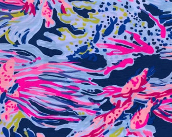 Lilly Navy Sunken Treasure Fabric 18" Square or By The Yard