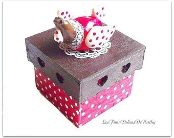 Other things chick wooden box pretty Easter in handmade fimo