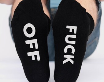 MENS Swear Word Gift Socks | Mens Profanity Gift Socks | Swear Word Curse Novelty FUCK OFF socks | Boyfriend or Husband Gift