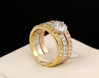Woman ring, 3 rings, elegant ring, fashion, Original gift, Engagement, love, marriage, hypoallergenic ring