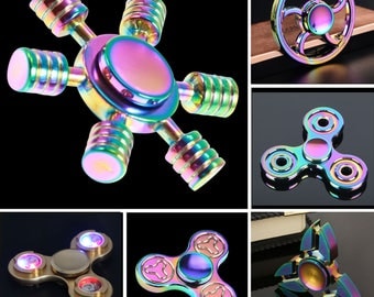 Rainbow Fidget Finger Spinner Hand Spin Titanium EDC Bearing Focus Stress Toy UK