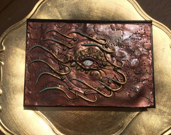 Polymer clay bronze steampunk sun journal