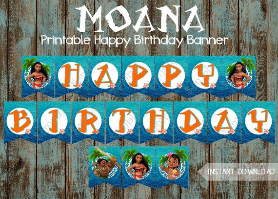 Moana Banner Moana Happy Birthday Banner Moana Printable