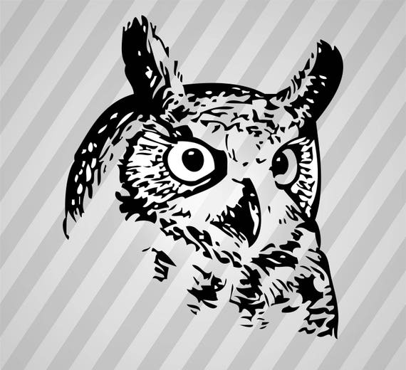 great owl Svg Dxf Eps Silhouette Rld RDWorks Pdf Png AI