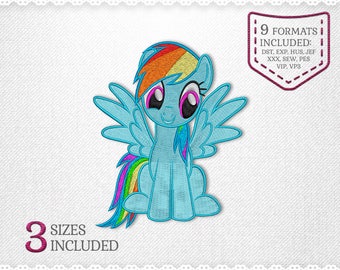 My Little Pony Rainbow Embroidery Machine Design - 3 Sizes - INSTANT DOWNLOAD - Applique, Embroidery, Designs