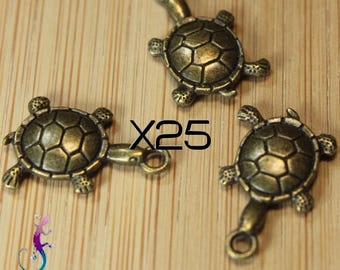 25 charms 19x12mm bronze turtle