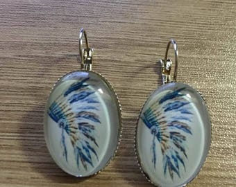Earrings "appache" turquoise silver substrate