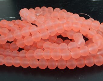 Wire 105 salmon frosted glass beads