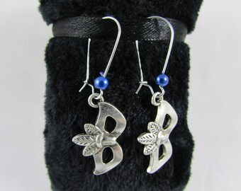 Earrings "Venetian mask & Royal Blue Pearl"
