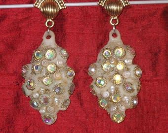 Vintage baroque rock diamond clip earrings