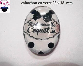 1 cabochon glass 25mm x 18mm flirtatious theme