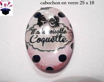 1 cabochon glass 25mm x 18mm flirtatious theme