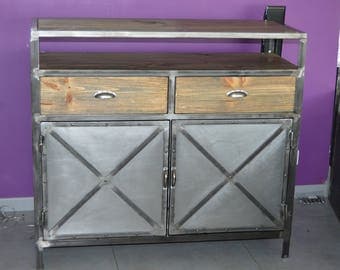 Furniture sideboard 2 industrial vintage style doors
