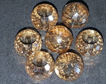 2 Crystal AB 8 mm champagne faceted beads