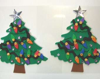 Set of 2 foam stickers Christmas decorations. 2 trees.