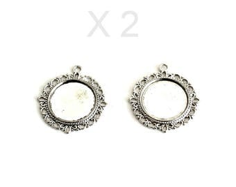 Pendants cabochon in silver X 2 pieces