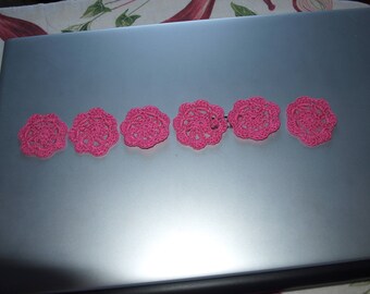 SET OF 6 MINI FLOWERS CROCHETEES HAND