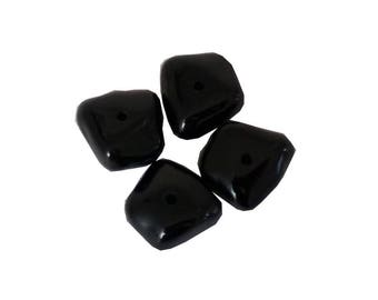 Large black acrylic buttons hole Pebble shaped 3 cm wide