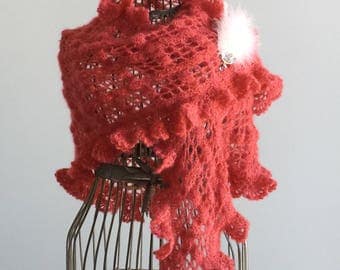Mohair/silk yarn flame tip/shawl