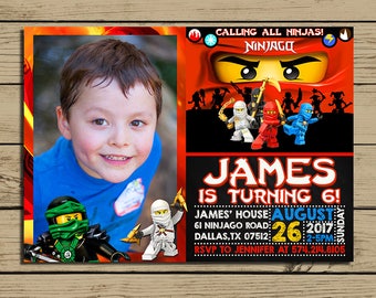 Lego Ninjago Invitation * Lego Ninjago Movie Birthday Invite With Photo * Lego Ninjago Birthday Party Invitations * Personalized * YOU PRINT