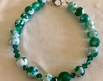 African turquoise and a green rondelle beaded bracelet women and girls