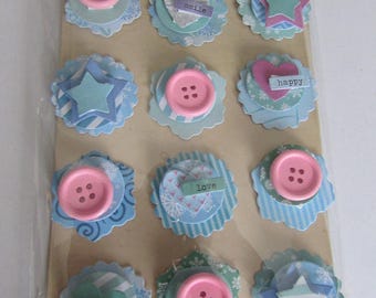 Decals 3D blue and pink tone