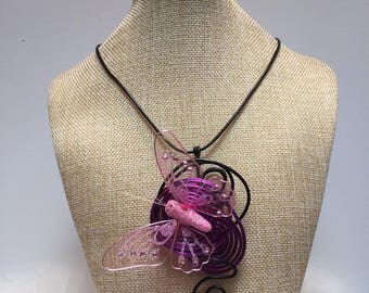 Purple Black Aluminum Butterfly Necklace jewelry
