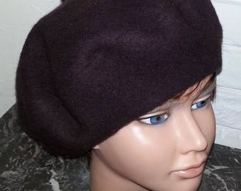 Wool beret sheer chocolate brown