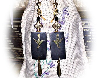 Earrings black Gabon ebony wood