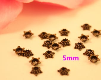 Lot 100 cups flowers 5mm bronze beads
