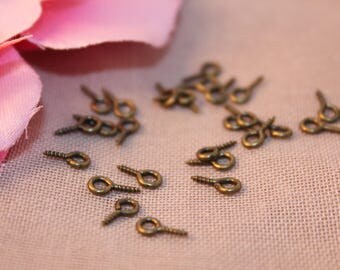Set of 200 screw bronze 8x4mm Fimo jewelry