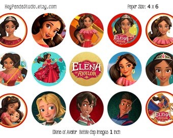 Elena of Avalor Printable Bottle Cap Images - 1 Inch - Elena of Avalor Bottlecap - Elena of Avalor Party Prints / Supplies