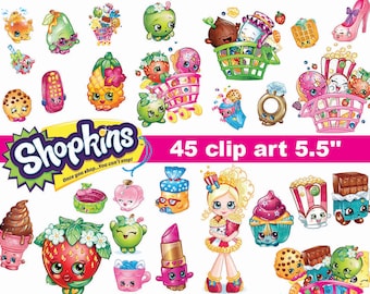 45 Shopkins Clipart - printable PNG Digital Clipart Graphic Instant Download