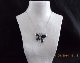BUTTERFLY BLACK METAL CHAIN NECKLACE