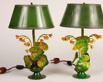 Pair of Vintage Italian Tole Lamps, circa 1940-50