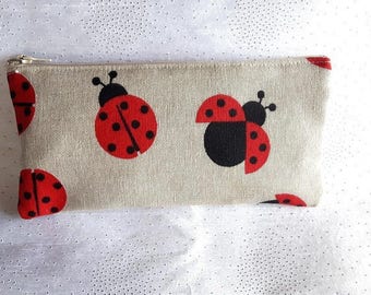 Pencil case fabric Ladybug