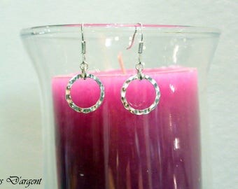 hammered rings in 925 Sterling Silver earrings